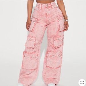 Fashion Nova Pink Cargo Jeans